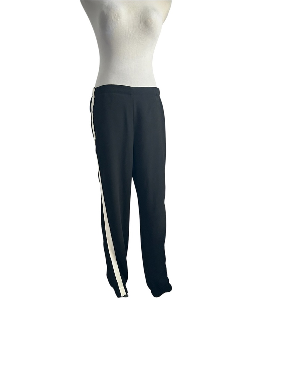 Romeo & Juliet Couture Black Track Joggers with ivory white Side Stripe